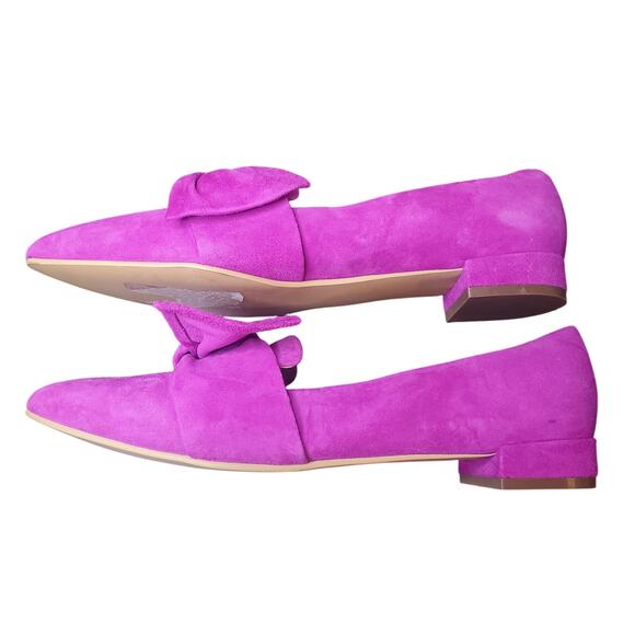 BP Size 9.5 US Kari Bow Suede Leather Flats Fuchsia Pink Bright TINY FLAWS - Picture 9 of 12